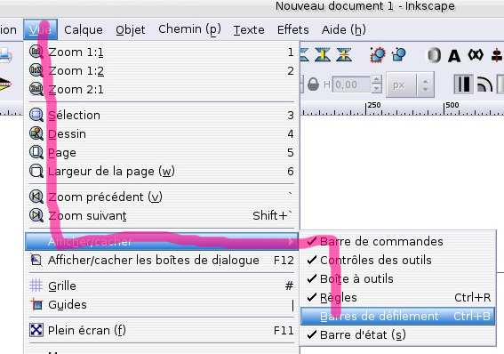 Le chemin emprunté pour aller chercher un item dans des menus hiérarchiques